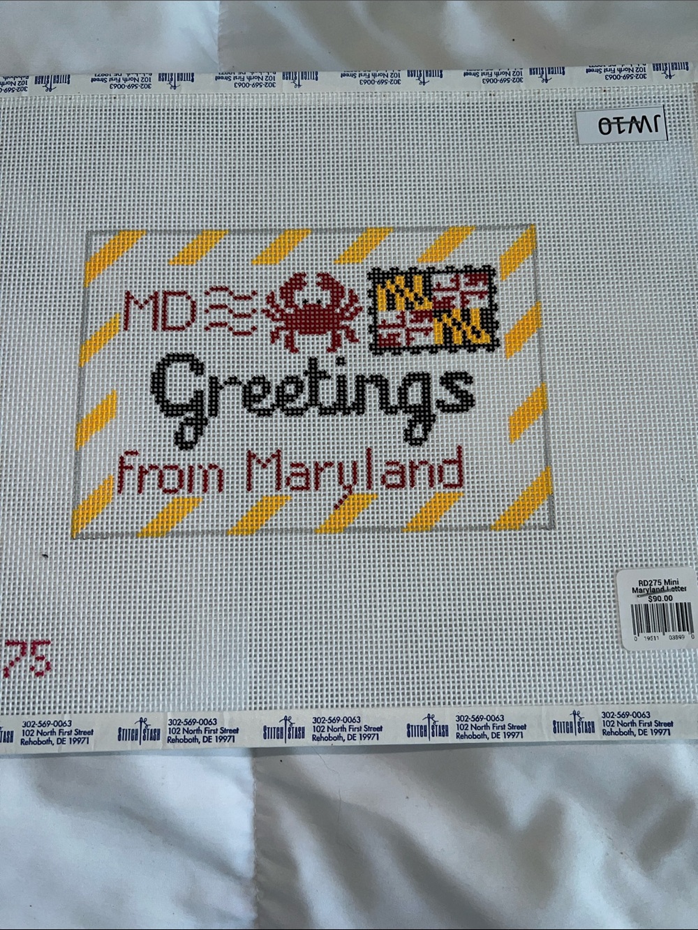 Greetings from Maryland needlepoint canvas 18 mesh